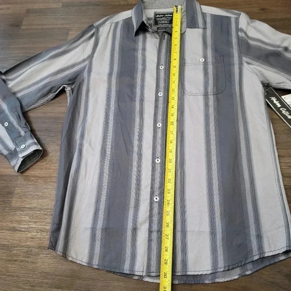Modern Culture Button Shirt Gray Striped Long Sleeve Size Large NWT - Picture 5 of 8